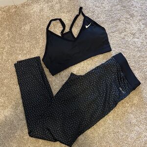 Nike Black Sports Bra and Patterned Leggings Set